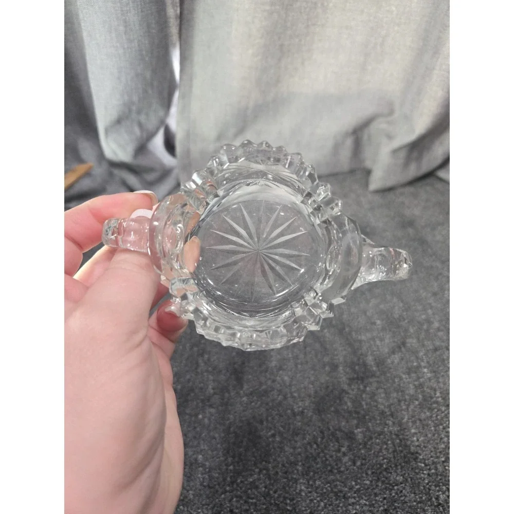 EAPG US Glass MINNESOTA #15055 Clear Toothpick Holder 3-hdld scalloped sawtooth